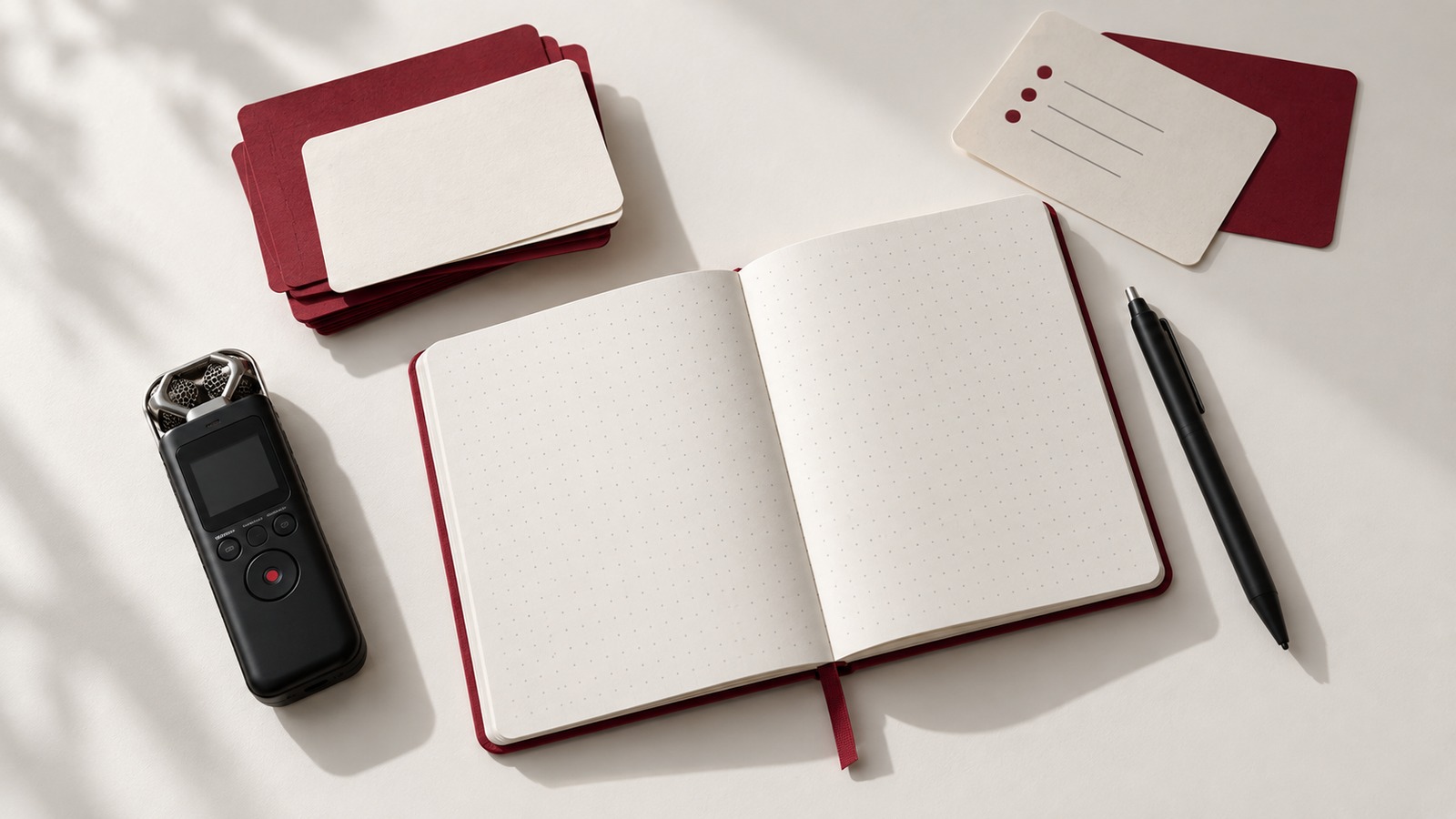 Concept illustration for UX research: minimal research synthesis still life.